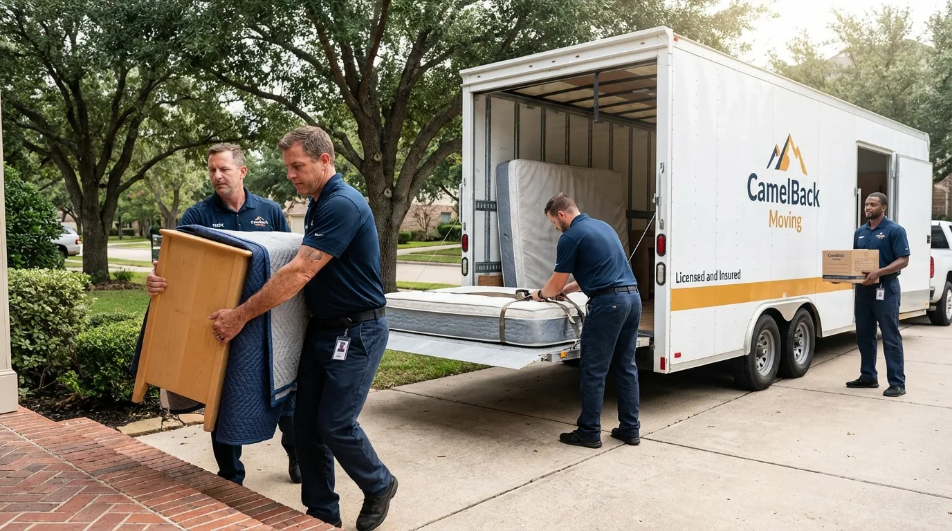 Crew loading residential truck for cross-state move from Manville, NJ
