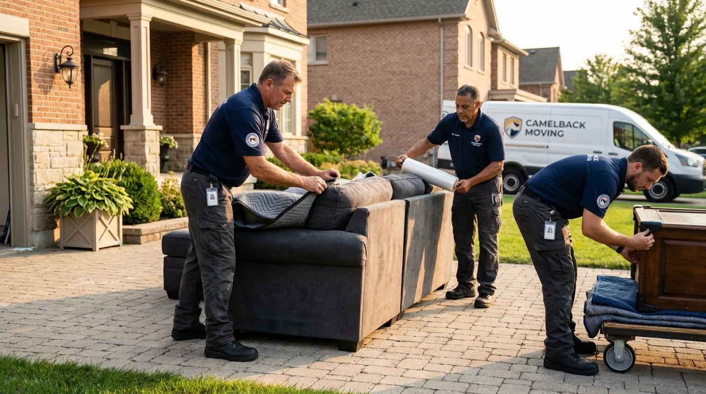 Large estate moving crew wrapping furniture in Manville, NJ