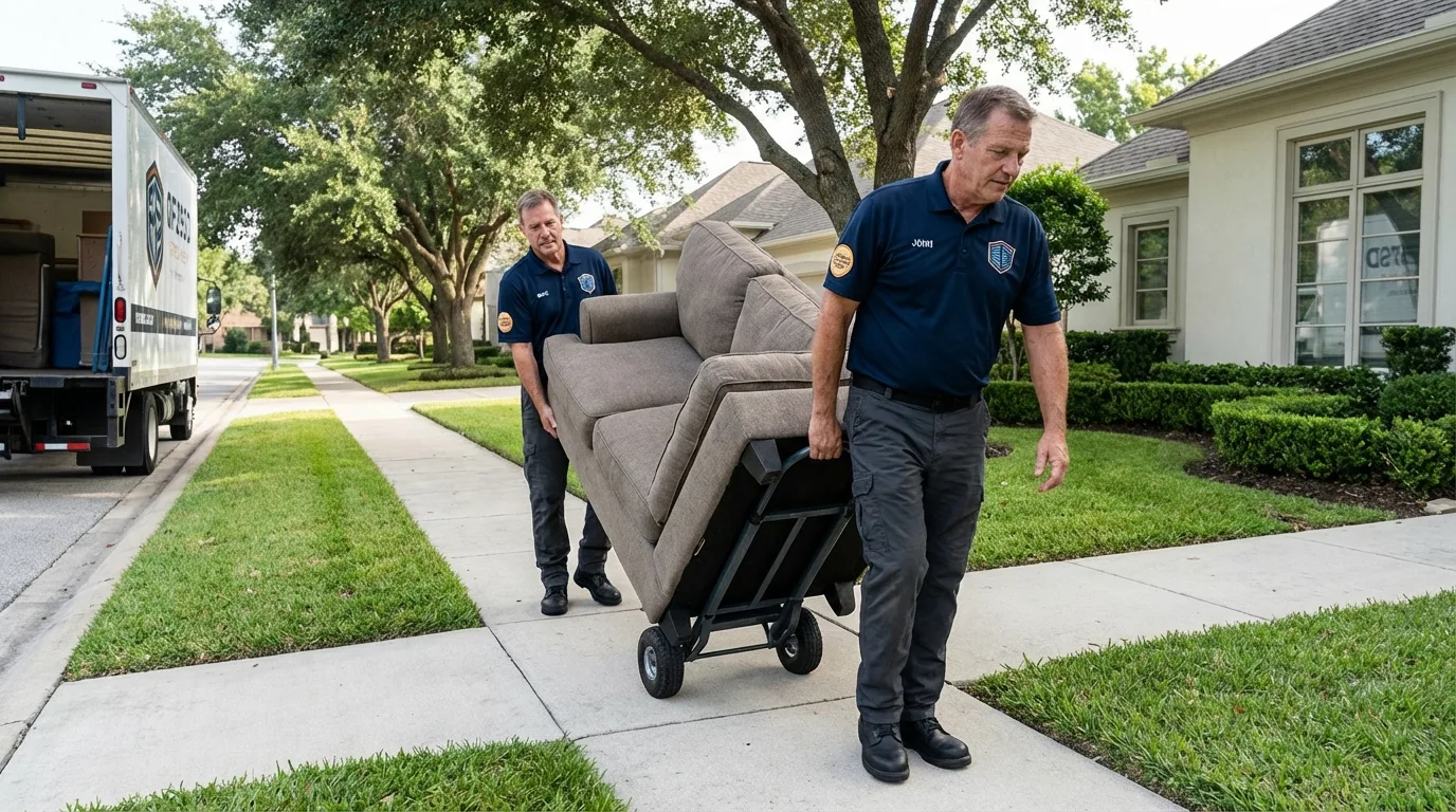Local residential moving crew loading furniture in Manville, NJ